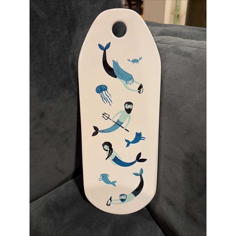 New! Mermaids "Sea Spell" Ceramic Cheese Board Tray Danica Studio 12.5"X5"